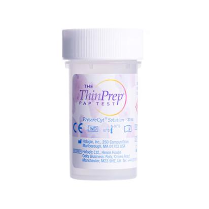 Frascos de colheita ThinPrep® PreservCyt da Hologic em fundo branco